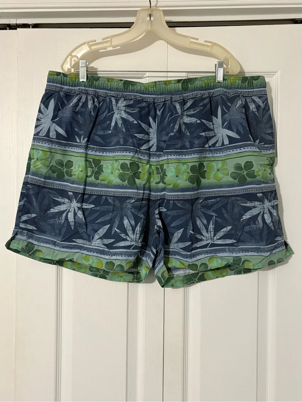 Tommy Bahama White Mesh Lined Swim Shorts with Teal Stitching